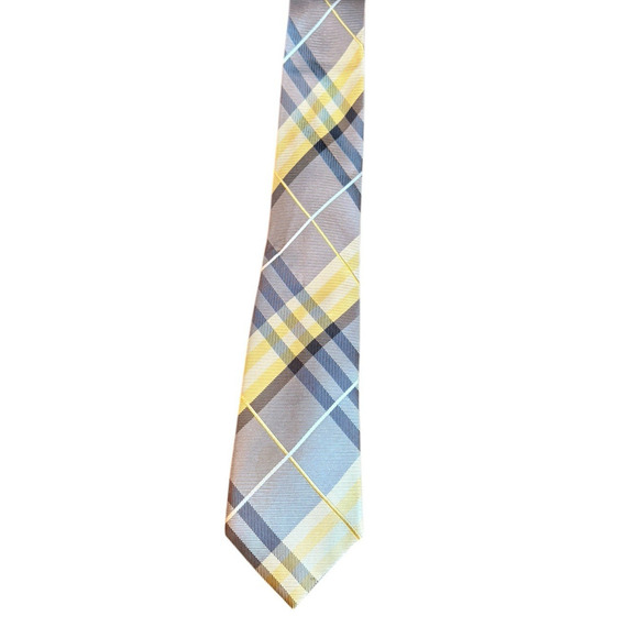 Geoffrey‎ Beene Plaid 100% Silk NeckTie Office Preppy Classic - Picture 1 of 6